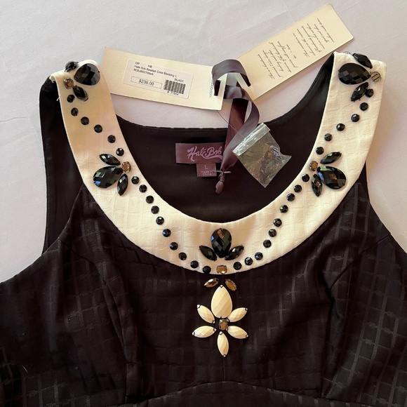 Hale Bob Beaded Color Blocking Dress Black/ White Sz L NWT - Picture 9 of 12